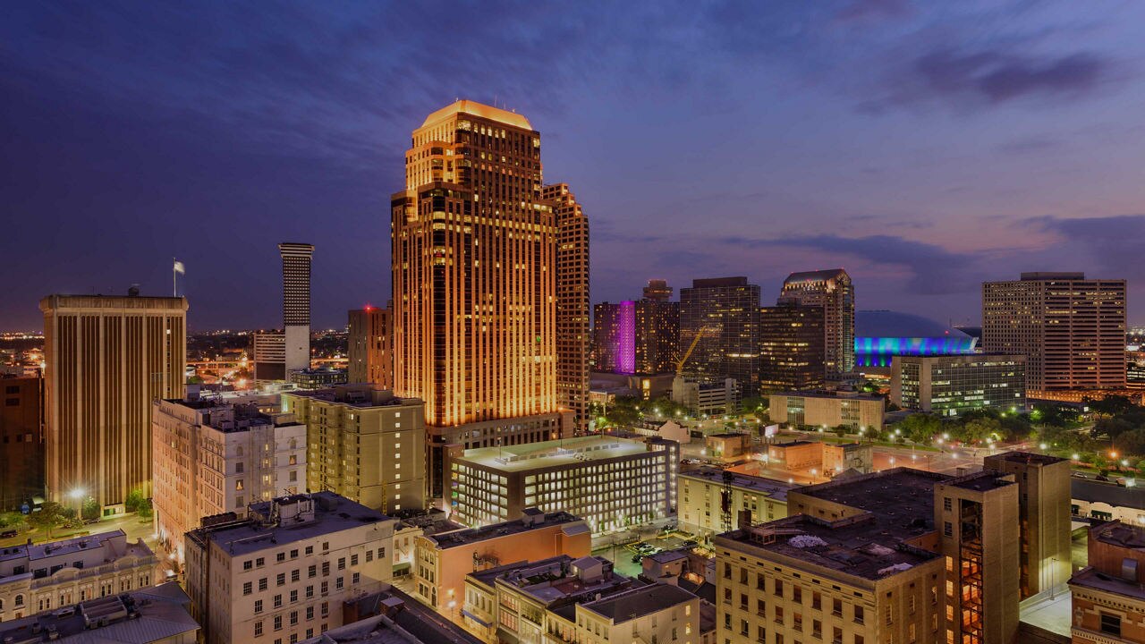 New Orleans skyline at night