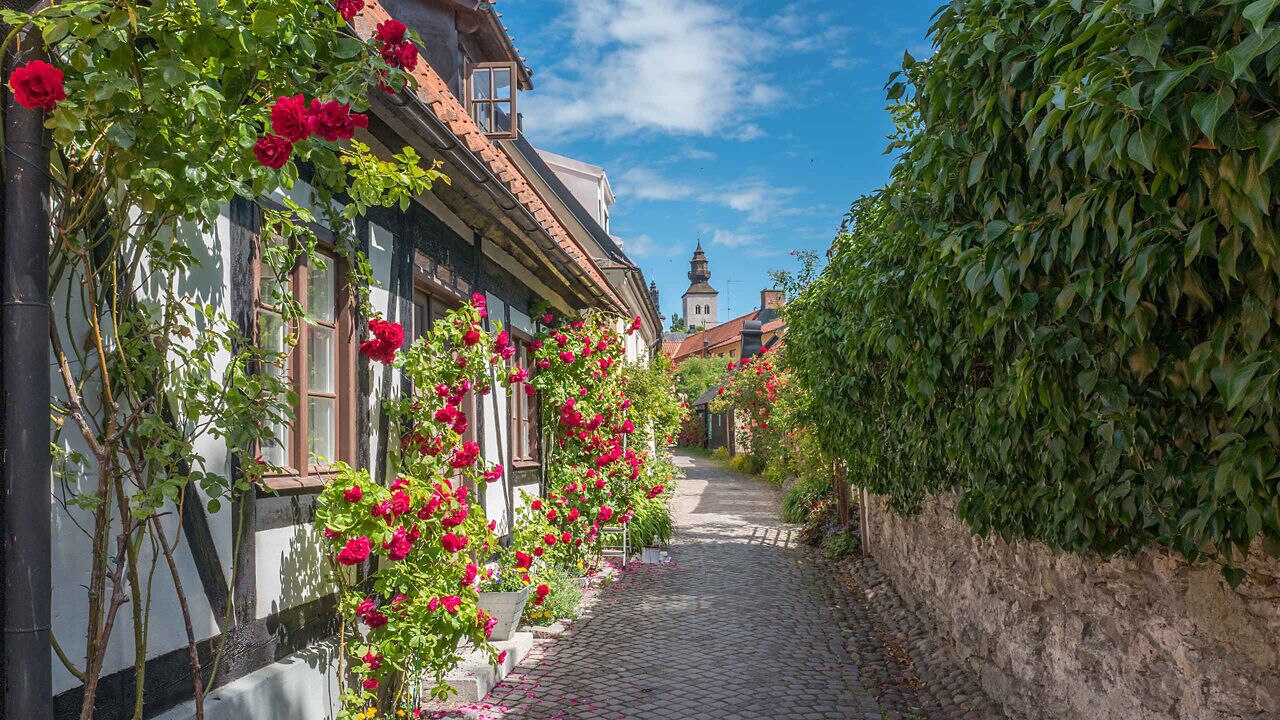 Hanse Town medieval alley in Visby, Sweden